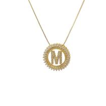 Colar Letra de Zirconias Mandala Semi Joia Banhado Ouro 18k Presente Aniversario Mae Mulher Namorada