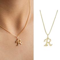 Colar Letra Inicial Lisa Semi Joia Banhado Ouro 18k Presente Perfeito Aniversario Mae Mulher Namorada