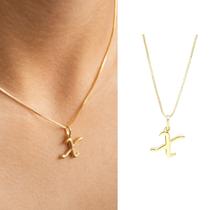 Colar Letra Inicial Lisa Semi Joia Banhado Ouro 18k Presente Perfeito Aniversario Mae Mulher Namorada