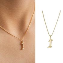 Colar Letra Inicial Lisa Semi Joia Banhado Ouro 18k Presente Perfeito Aniversario Mae Mulher Namorada