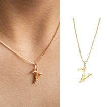 Colar Letra Inicial Lisa Semi Joia Banhado Ouro 18k Presente Perfeito Aniversario Mae Mulher Namorada