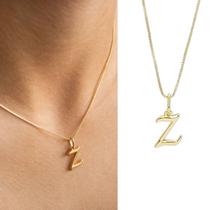 Colar Letra Inicial Lisa Semi Joia Banhado Ouro 18k Presente Perfeito Aniversario Mae Mulher Namorada