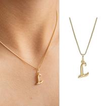 Colar Letra Inicial Lisa Semi Joia Banhado Ouro 18k Presente Perfeito Aniversario Mae Mulher Namorada