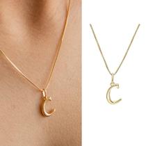 Colar Letra Inicial Lisa Semi Joia Banhado Ouro 18k Presente Perfeito Aniversario Mae Mulher Namorada