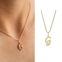 Colar Letra Inicial Lisa Semi Joia Banhado Ouro 18k Presente Perfeito Aniversario Mae Mulher Namorada