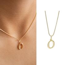 Colar Letra Inicial Lisa Semi Joia Banhado Ouro 18k Presente Perfeito Aniversario Mae Mulher Namorada