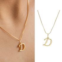 Colar Letra Inicial Lisa Semi Joia Banhado Ouro 18k Presente Perfeito Aniversario Mae Mulher Namorada