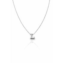 Colar Letra L Cravejado Zirconia Feminino Banhado a Prata 925