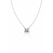 Colar Letra M Cravejado Zirconia Feminino Banhado a Prata 925 Colar Letra M Cravejado Zirconia Feminino Banhado a Prata 925