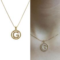 Colar Letra Nome com Pedras de Zirconias Banhado Ouro 18k Colar Letra Nome com Pedras de Zirconias Banhado Ouro 18k