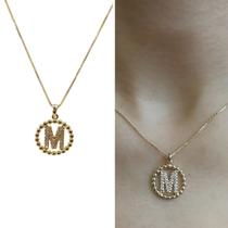 Colar Letra Nome com Pedras de Zirconias Banhado Ouro 18k