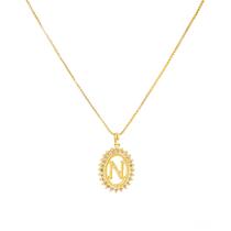 Colar Letra Strass Banhado a Ouro