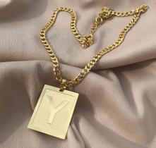 Colar letra Y, banhado a ouro, 40cm