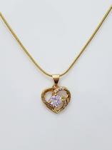Colar Linha Prata Com Banho De Ouro - Pingente Coraçao Colar Linha Prata Com Banho De Ouro - Pingente Coraçao