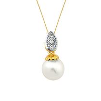 Colar liso c/ pingente pérola shell 8mm corrente veneziana