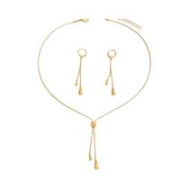 Colar Longo Ajustável Feminino Com Pingente E Conjunto De Brincos De Joias Da Moda