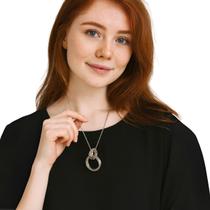 Colar Longo Argolas Prateadas Festa Elegante Feminino Luxo Colar Longo Argolas Prateadas Festa Elegante Feminino Luxo