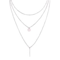 Colar longo boho de várias camadas com pingente de barra de disco para mulheres