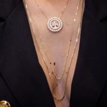 Colar longo bolinhas lisas banhado a ouro 18k