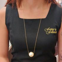 Colar Longo Com Perola Folheado A Ouro Colar Longo Com Perola Folheado A Ouro