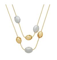 Colar longo com pingentes banhados em dois tons de ouro e ródio