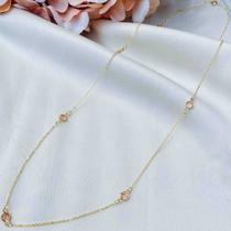 Colar Longo Cristais Banhado em Ouro 18k - 70cm