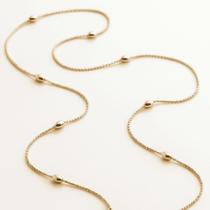 Colar Longo Feminino Bolinhas Intercaladas Semijoia Banho Ouro 18k Elegante Atemporal Colar Longo Feminino Bolinhas Intercaladas Semijoia Banho Ouro 18k Elegante Atemporal