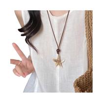 Colar Longo Feminino Étnico Retrô Com Pingente Geométrico De Resina Joia Da Moda Outono/Inverno