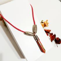 Colar longo feminino Vermelho Pingente Prisma