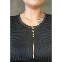 Colar Longo Floratta Joias Mini Pérolas Banhado em Ouro 18K 60CM Dourado