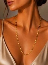 Colar longo moedinha banhado a ouro delicado elegante e chic Colar longo moedinha banhado a ouro delicado elegante e chic