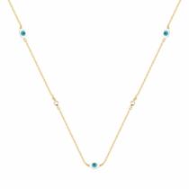 Colar Longo Pontos de Luz com Olho Grego feminino