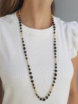 Colar longo preto em abs e cristal Colar longo preto em abs e cristal