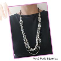 Colar longo rústico feminino canutilho