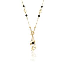 Colar Longo Sophia - Pedra Natural Ágata Negra - Banhado a Ouro 18k Colar Longo Sophia - Pedra Natural Ágata Negra - Banhado a Ouro 18k