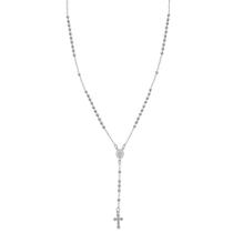 Colar longo terço nossa senhora das graças folheado em ródio branco