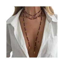 Colar Longo Vintage Ajustável Com Contas De Sementes Para Mulheres, Acessórios De Moda