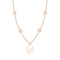 Colar Love com Zircônias, Revestido em Ouro Rosê