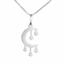 Colar Lua com Estrelas Coleção Espiritualidade em Prata 925 Colar Lua com Estrelas Coleção Espiritualidade em Prata 925