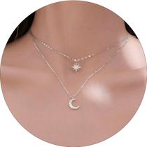 Colar lua e estrela Prateado Gargantilha shocker Ajustável -