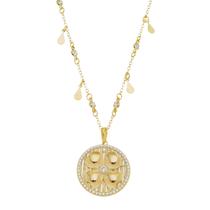 Colar luck medalha trevo de quatro folhas zircônias folheado a ouro 18k Colar luck medalha trevo de quatro folhas zircônias folheado a ouro 18k