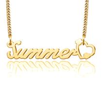 Colar LuxGlitterlin Heart Summer Name banhado a ouro 18K