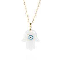 Colar madrepérola mão de fátima c/ olho grego