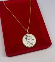 Colar Madripérola Feminino Pet Cachorro Dog Desenho Folheado Ouro Tendência Moda