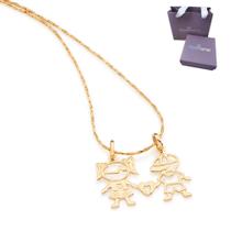 Colar Mãe Casal De Filhos Rommanel Com Pingente Banhado A Ouro 18k Com Embalagem Para Presente