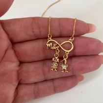 Colar Mãe de Dois Filhos com Pingentes Personalizados Semijoia Feminina Simonatto