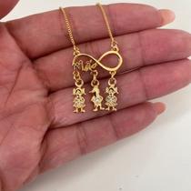 Colar Mãe de Três com Pingentes Personalizados Semijoia Feminina com Símbolo do Infinito Simonatto