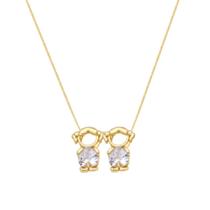 Colar mãe e filhas duas meninas cristal banhado ouro Colar mãe e filhas duas meninas cristal banhado ouro