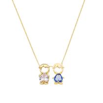 Colar mãe e filhos dois meninos cristal banhado em ouro 18k Colar mãe e filhos dois meninos cristal banhado em ouro 18k