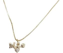 Colar Mãe Pedra Zirconia Coração Banhado C Garantia Semijoia